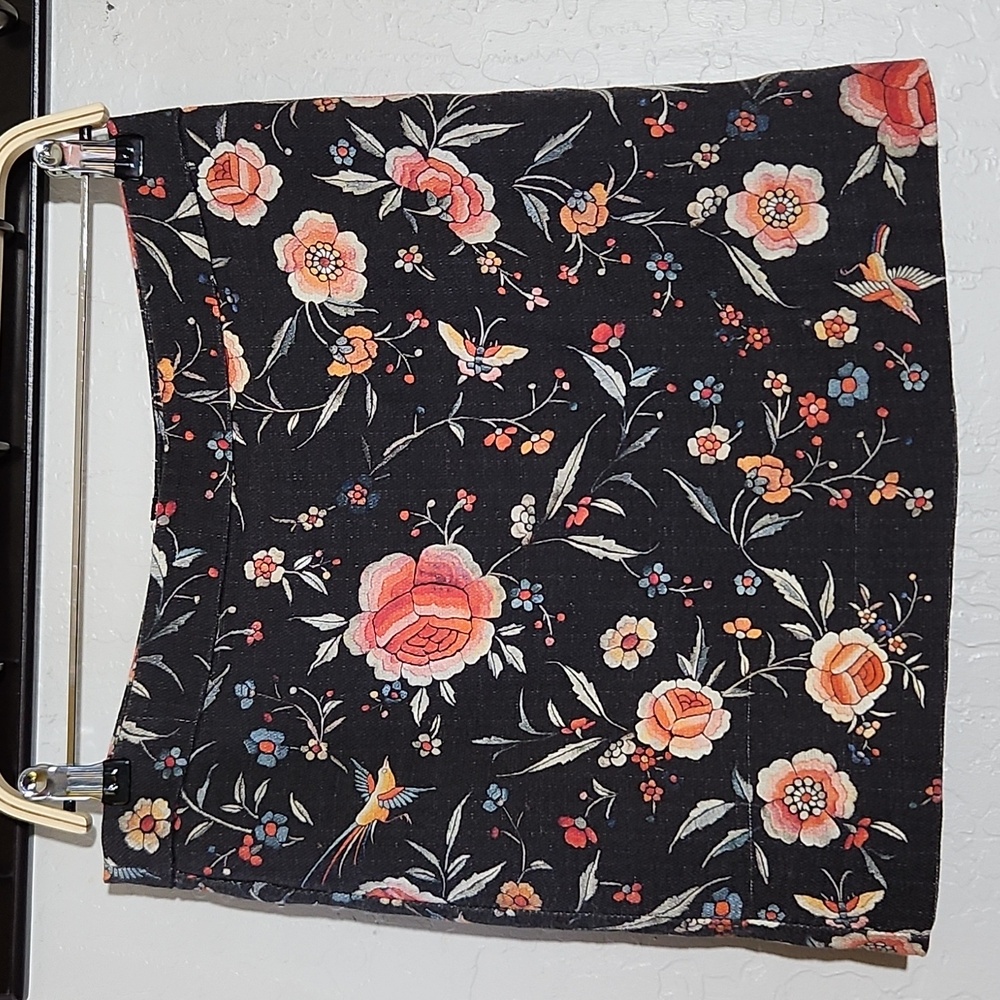 PROMOD 6 Floral Bird Butterfly Exposed Back Zipper Mini Skirt - Picture 3 of 8